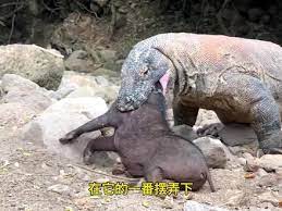 科莫多巨蜥疯狂吞猪被卡喉咙#动物世界
